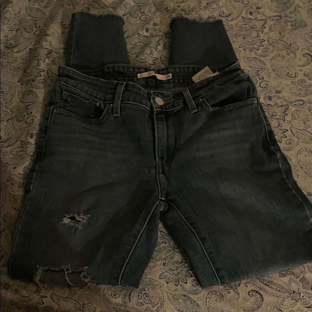 Stylish Blue Distressed Women's Jeans